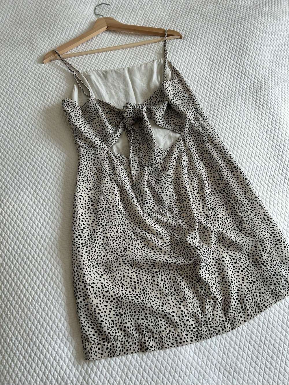 LUSH Leopard Tie-Back Slip Dress in Cream and Black